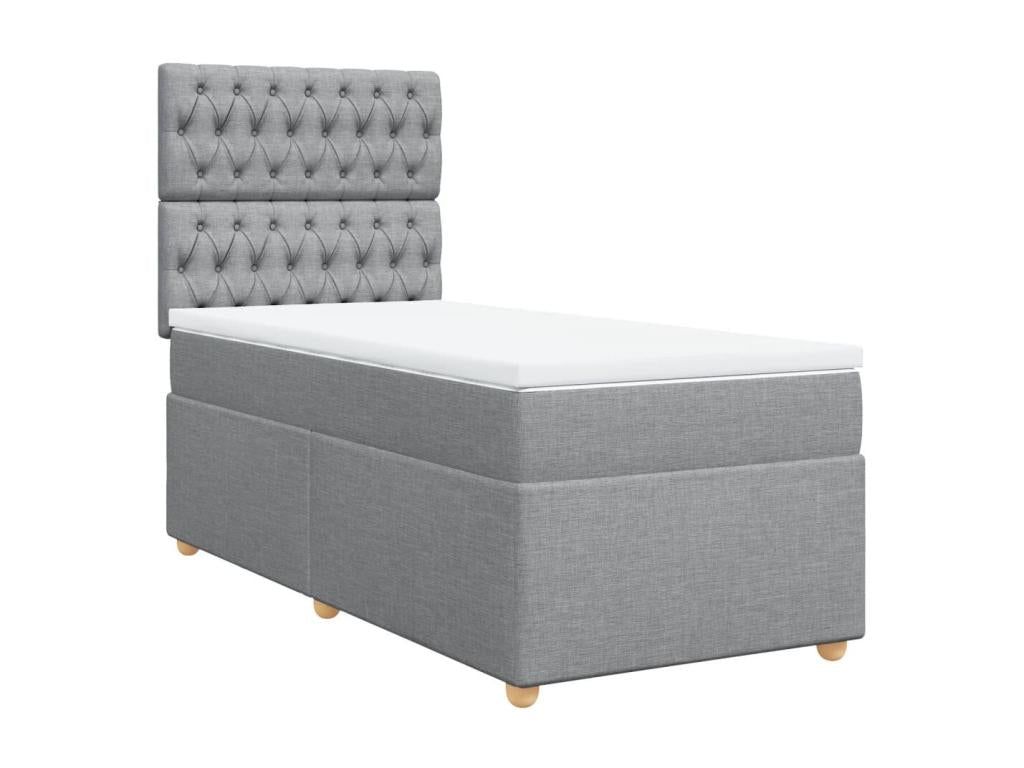 Sommier à Nidchicshop de lit et matelas Gris clair 90x190 cm Tissu 20307CIZO
