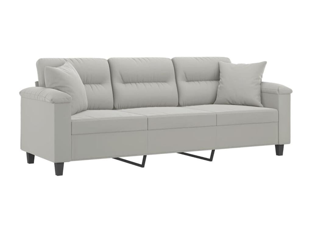 Canapé 3 places avec oreillers gris clair 180 cm 08299ZITQ