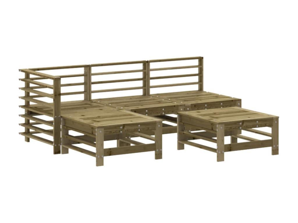 Salon de jardin 5 pcs avec coussins bois de pin imprégné 65443JEAN