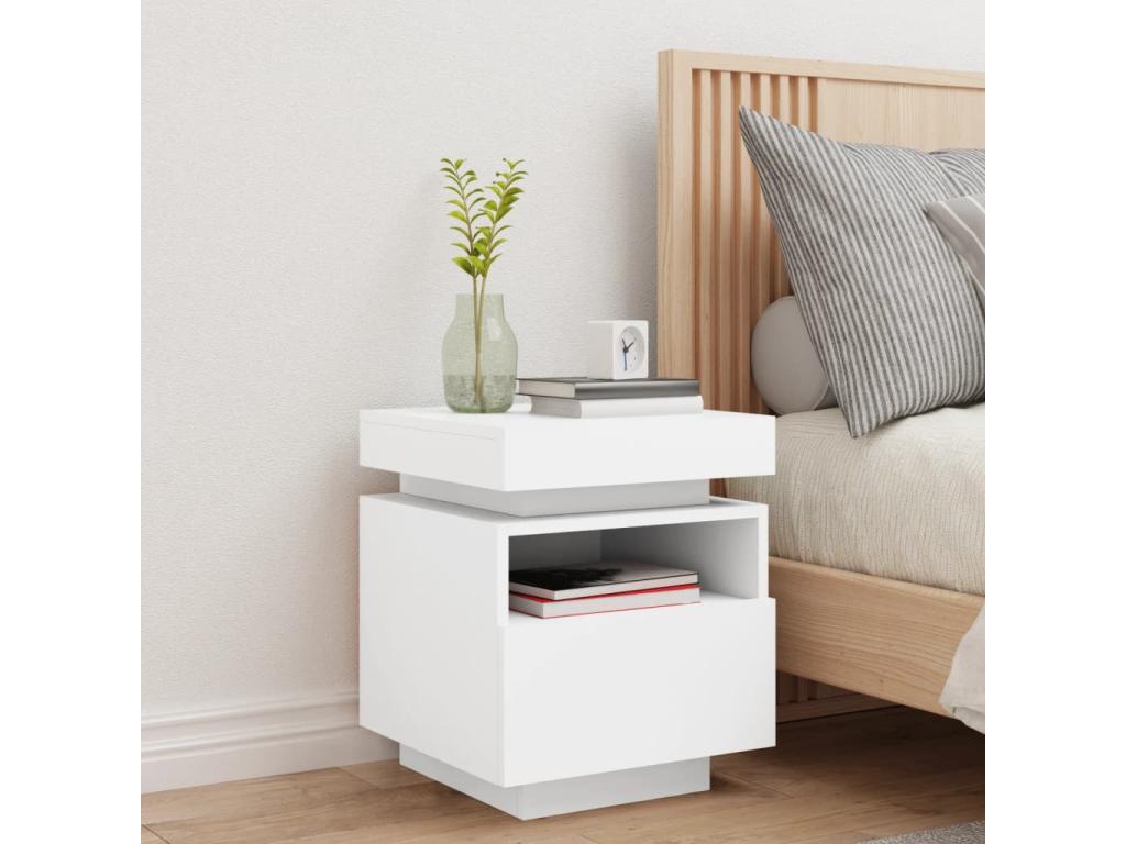 Armoire de chevet avec Calmetopères LED blanc 40x39x48.5 cm 14034XECJ