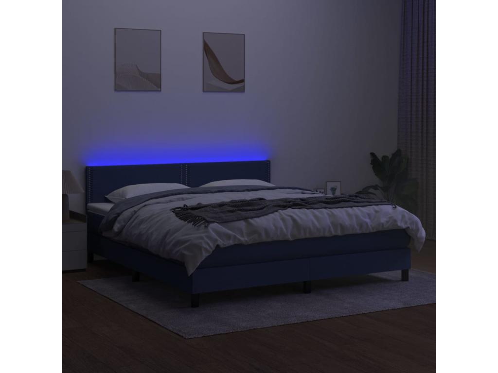 Sommier à Calmetop de lit avec matelas LED Bleu 160x200 cm Tissu 26790XNTN