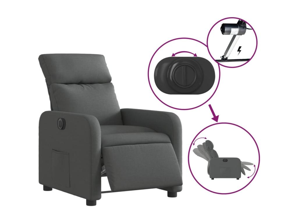 Fauteuil inclinable électrique Gris foncé Tissu 82146QQDG