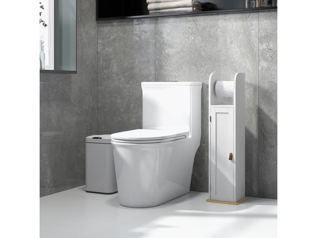 Support papier toilette - porte-papier toilette - armoire pour papier toilette - porte 2 étagères sortie papier blanc bois clair 93934CGTQ