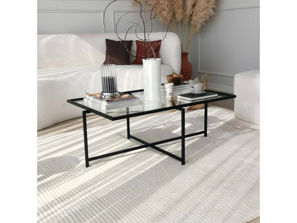 Table basse Nidchicshop Table basse Porte-revues pour canapé Etagère de salon 94x64h35 cm Noir 02714YRWD