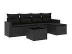 Salon de jardin 6 pièces avec coussins noir résine tressée 21541OEKC