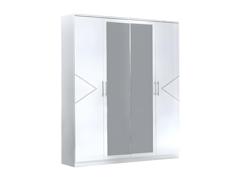 Armoire 2 portes 2 portes miroir Blanc brillant - Nidchicshop - L 182 xl 63 x H 210 cm 33862KYNJ