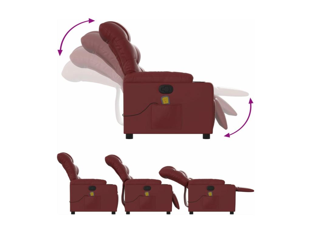 Fauteuil massant inclinable Rouge bordeaux Similicuir 11757OJHV