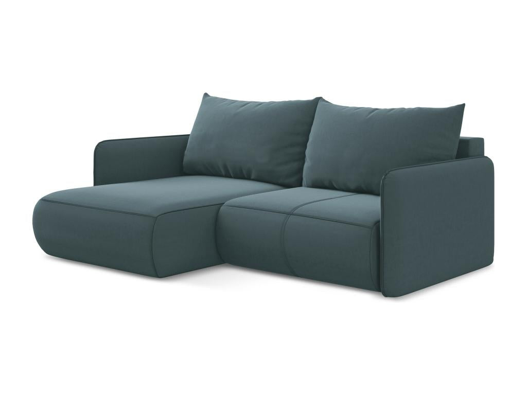 Canapé d'angle 2.5 places gauche convertible en velours - marin - Calmetop 24662KUOX