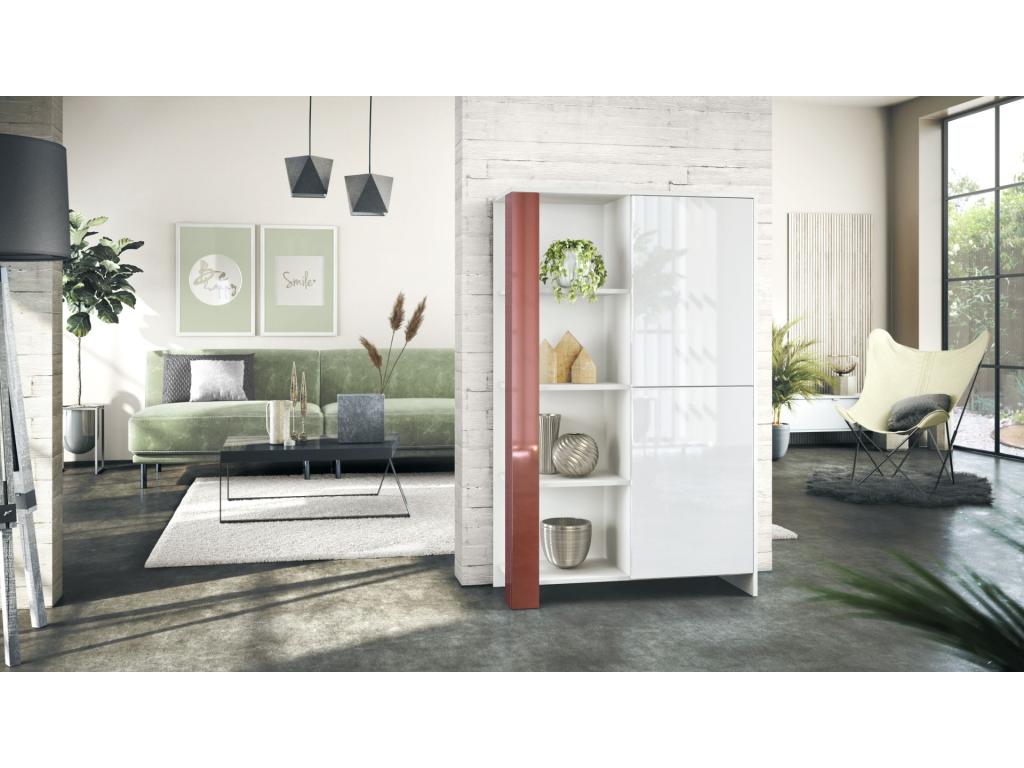 Meuble Blanc Mat Et Bordeaux Laqué lxhxp 95x151.5x36 Cm 45983CWFY