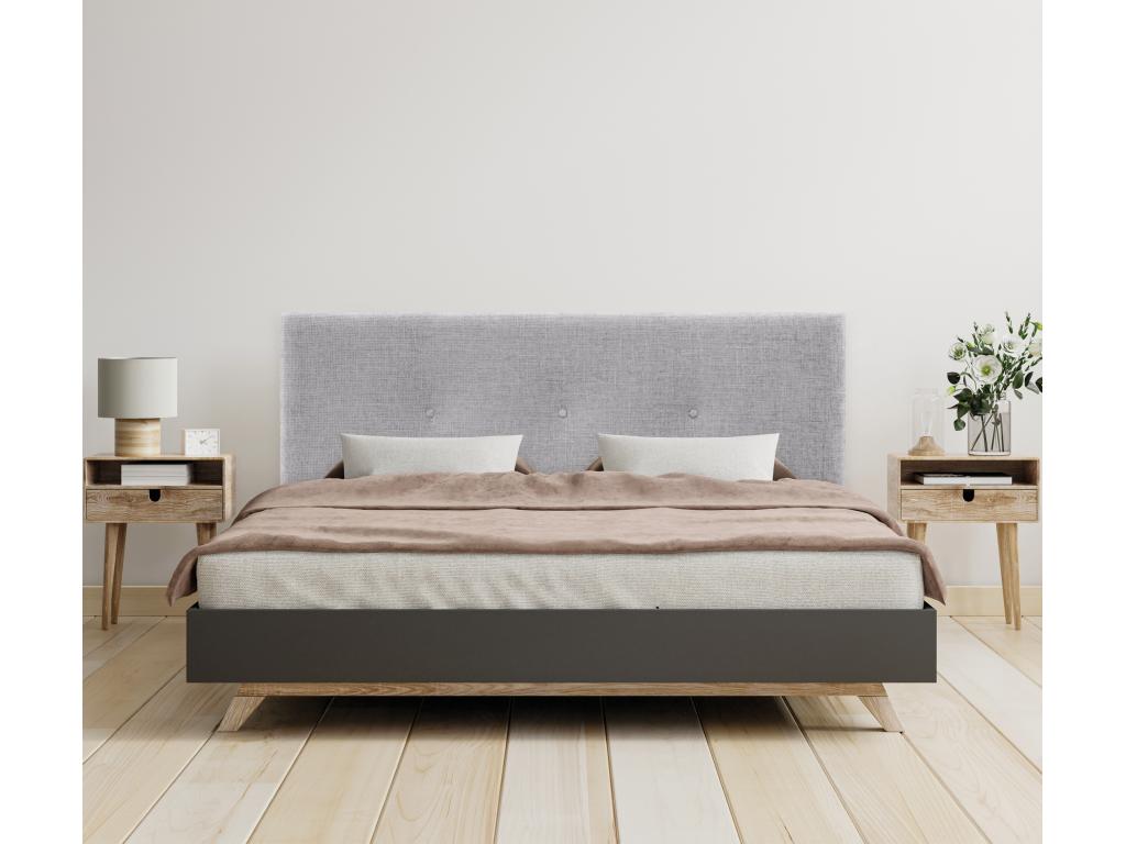 Calmetop Tête de lit en laine naturelle avec Boutons 160x105cm avec pieds Lits 150/160 - Gris clair 52989OJYP