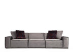 Canapé modulable 3 places avec 2 coussins Artvivrestore Bois massif et Tissu Gris 47077FZJL