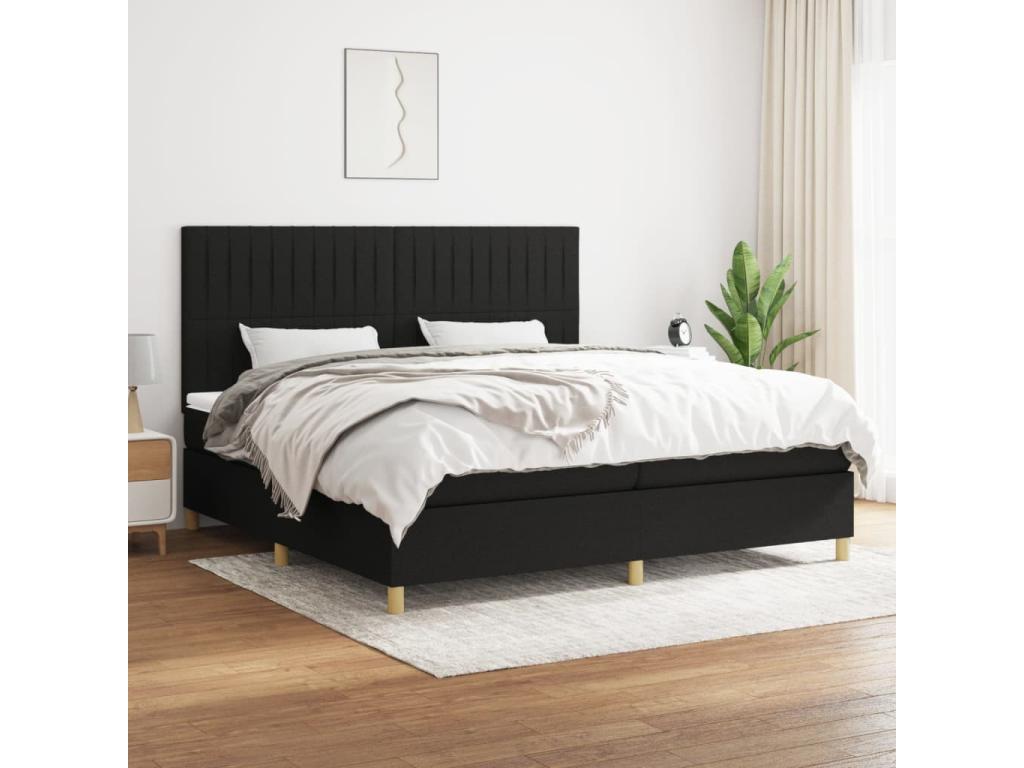 Lit à sommier tapissier avec matelas Noir 200x200 cm Tissu 45412IWWL