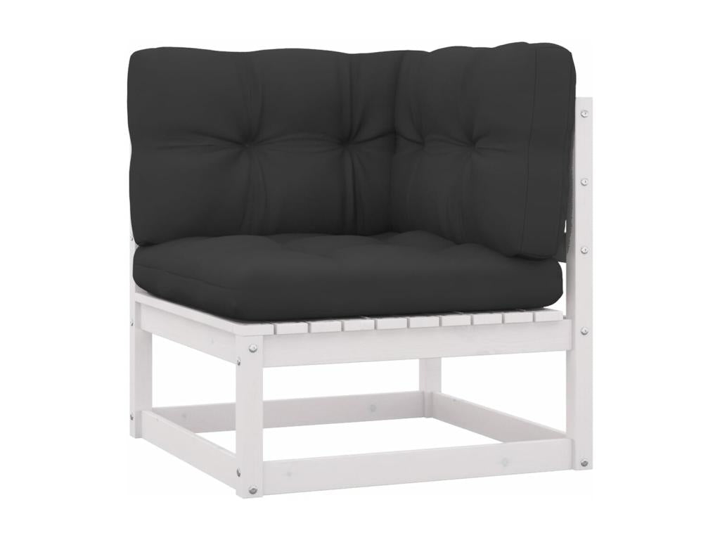 Salon de jardin 11 pcs avec coussins Blanc Bois de pin massif 66490OGPC