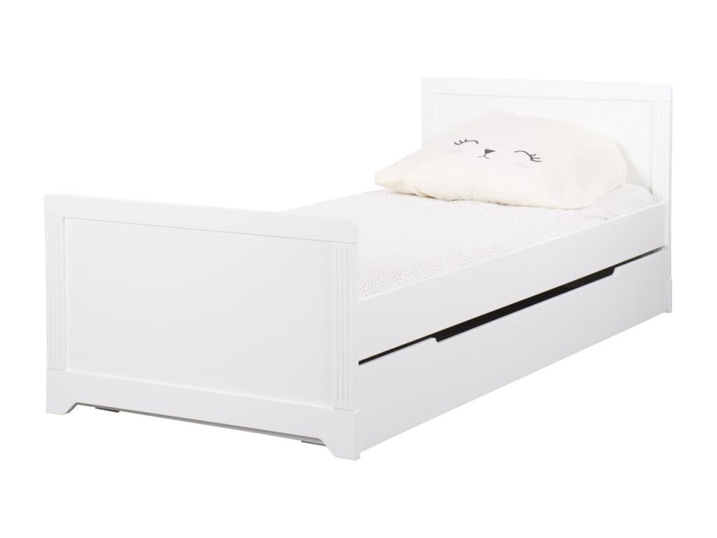 Lit avec tiroir 90x190 cm bois massif blanc Nidchicshop 07875AZLM