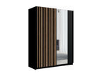 Armoire 2 portes coulissantes avec miroir 200 cm - noir et chêne - Collection Nidchicshop 80487PZAY