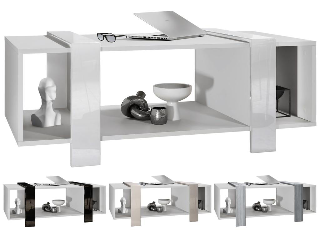 Table Basse Blanche Mat Et Mûre Brillant lxhxp 110,5x42x56,5 Cm 13987JMWS