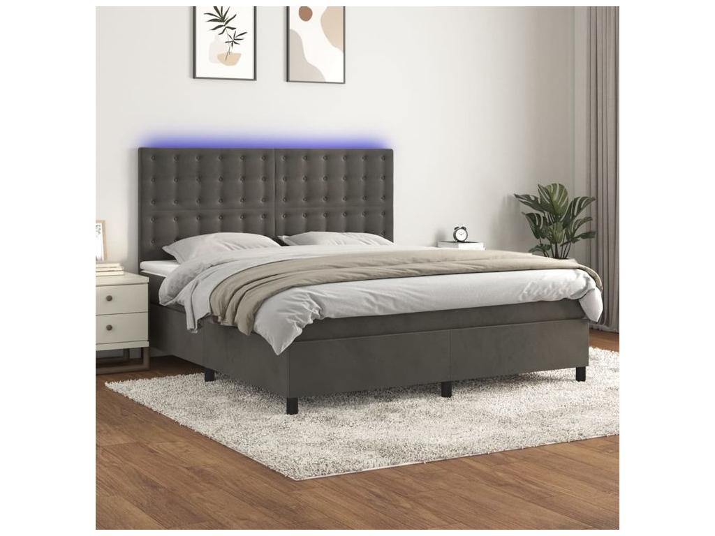 Sommier à Calmetop de lit matelas et LED Gris foncé 180x200 17968ZNBT
