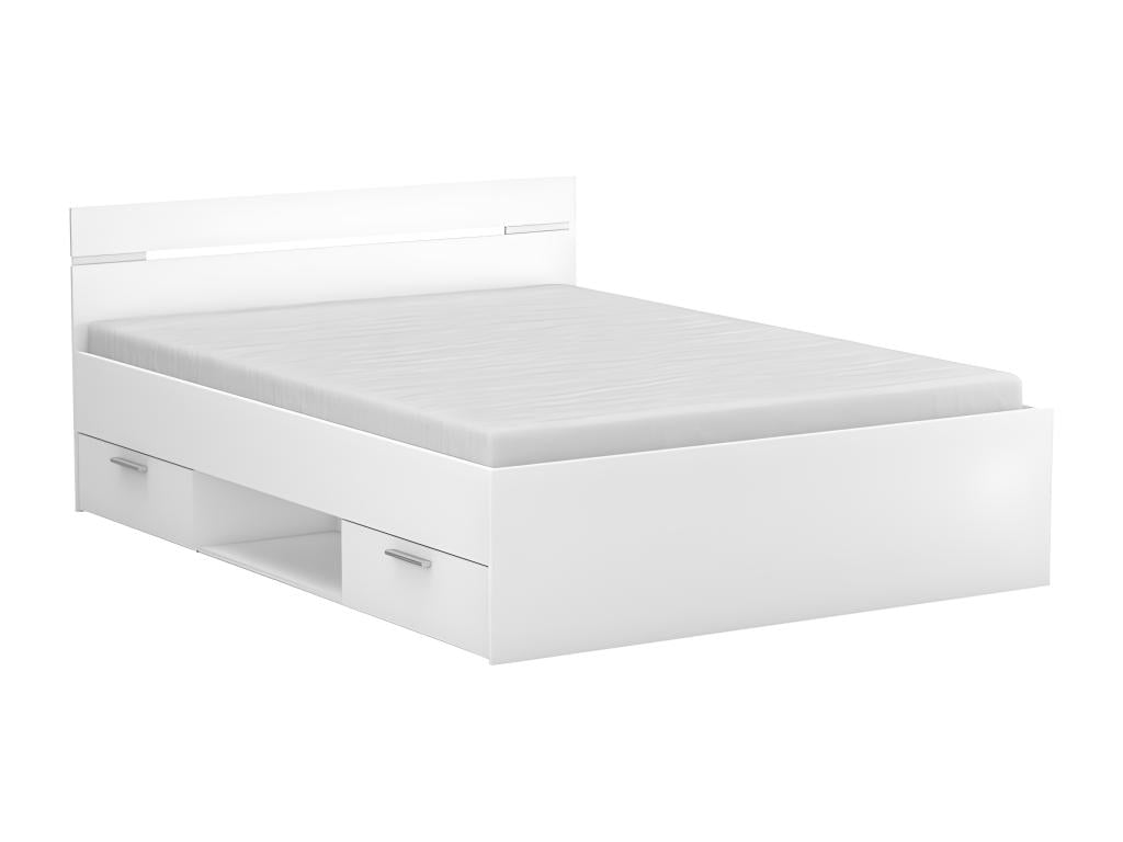 Lit 140x190 avec tiroirs Blanc - Calmetop - L 145 xl 195 x H 74 cm 95199XGHO