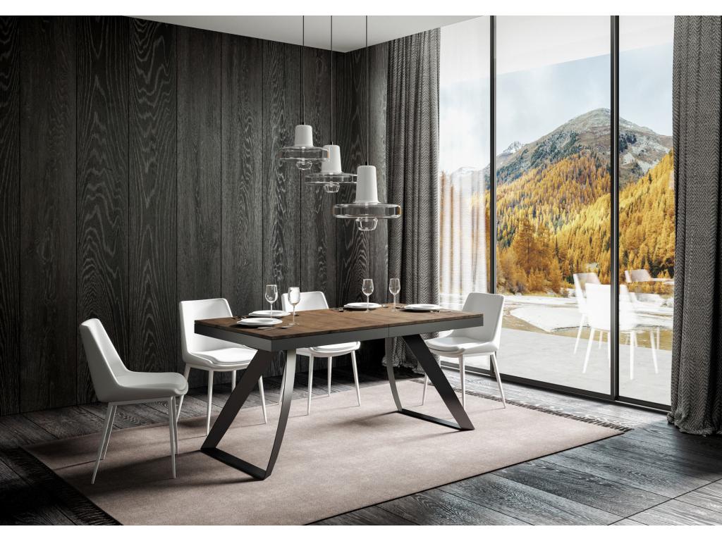 Table extensible 90x160/420 cm Nidchicshop Noyer cadre Anthracite 79141NRUB