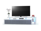 Meuble TV Blanc Et Gris Laqué LED lxhxp 227x52x40 91177NBRU