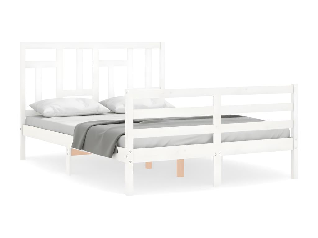 Cadre de lit sans matelas blanc bois massif 92174BJPC