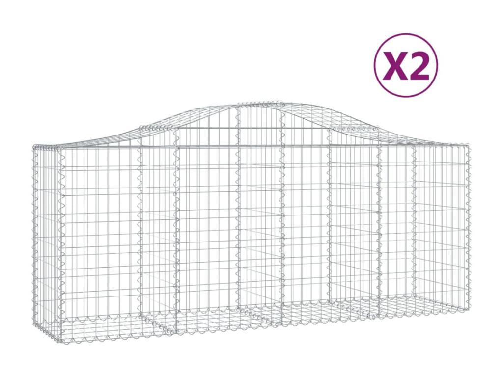 Paniers à gabions arqués 2 pcs 200x50x80-100 Fer renforcé 99654BXVG
