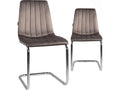 Lot 2 chaises salle à manger salon siège velours rembourré pieds acier chromé Artvivrestore marron 96548QDIV