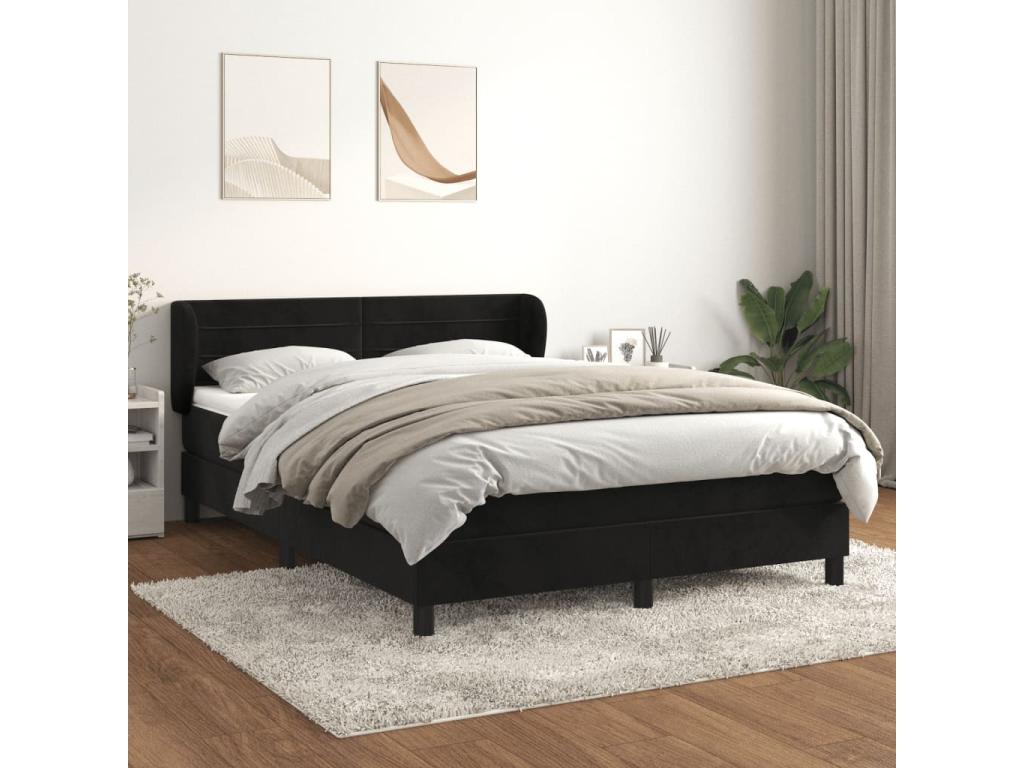 Lit à sommier tapissier avec matelas Noir 140x200 cm Velours 80830GOXO