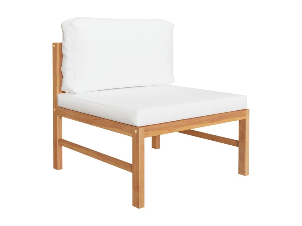 Salon de jardin 4 pièces avec coussins crème Bois de teck solide 39025ZZXI