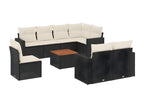 Salon de jardin 9 pcs avec coussins noir résine tressée 86475MOUD