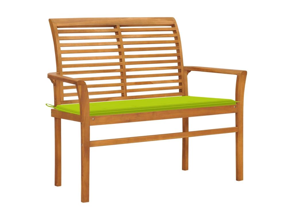Banc de jardin avec coussin vert vif 112cm Bois de teck massif 96124KWSG
