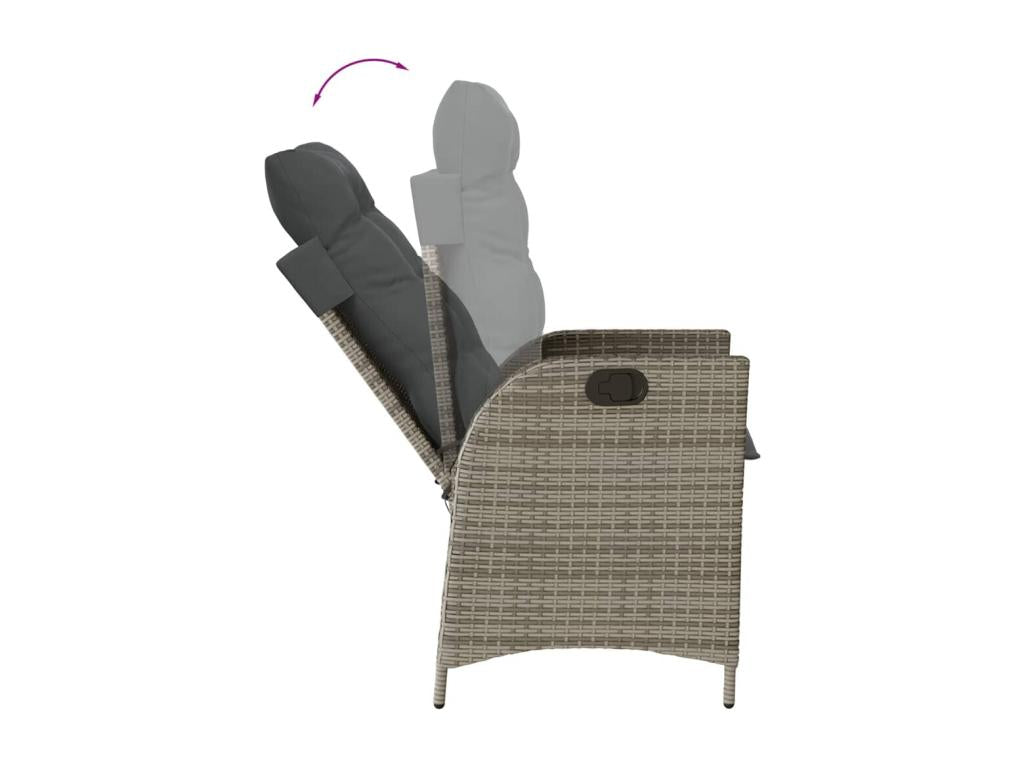 Ensemble à manger de jardin 3 pièces coussins gris résine tressée 37095QZYP