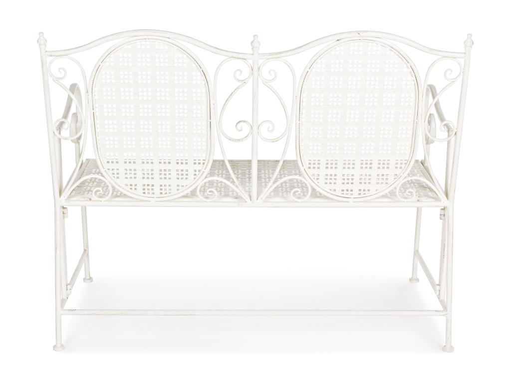Banc 2 places en fer blanc ivoire Nidchicshop L 115cm 31248VOJC