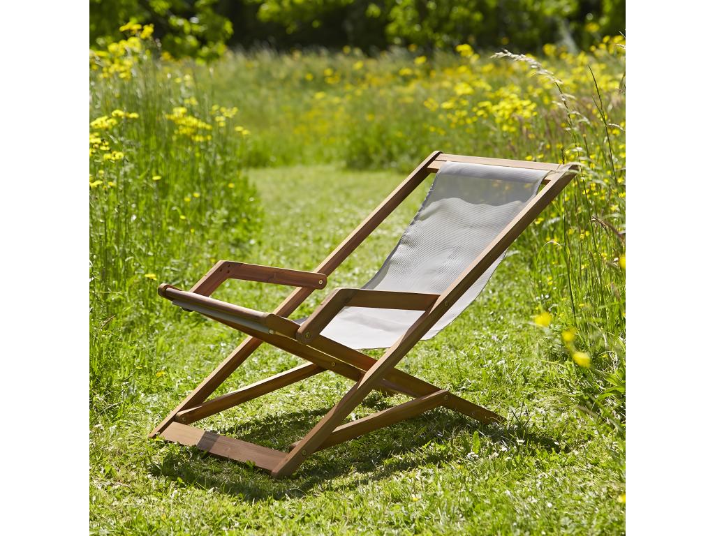 Transat en Calmetop massif et textilène gris lot de 2 71492JEEB