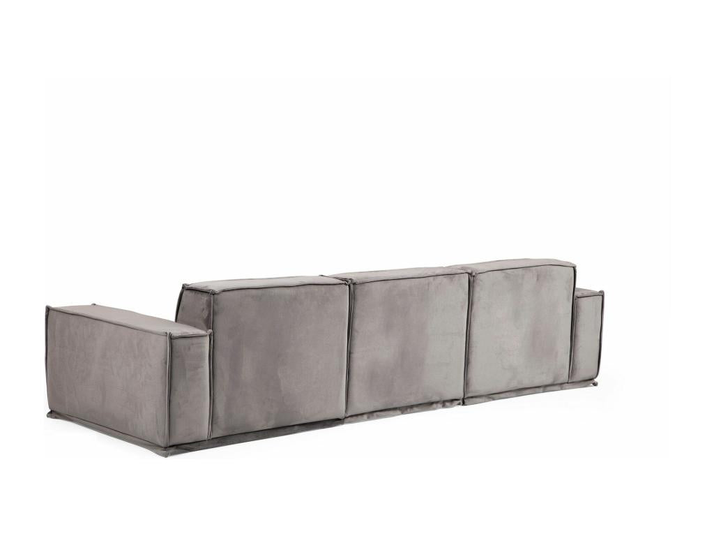 Canapé modulable 3 places avec 2 coussins Artvivrestore Bois massif et Tissu Gris 47077FZJL