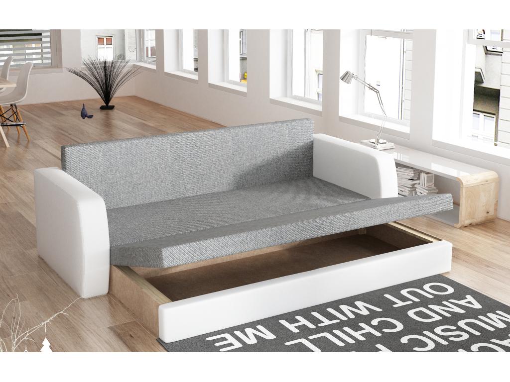 Canapé lit tissu beige clair avec coffre de rangement Calmetop 220cm 96591BQIM