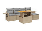 Salon de jardin avec coussins 6 pièces beige résine tressée 19339HGRD