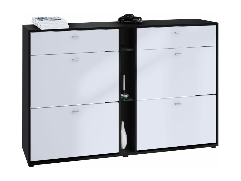 Meuble à Chaussures Noir Et Blanc Mat lxhxp 155.5x95x28 LED Bleu 44508DFQH