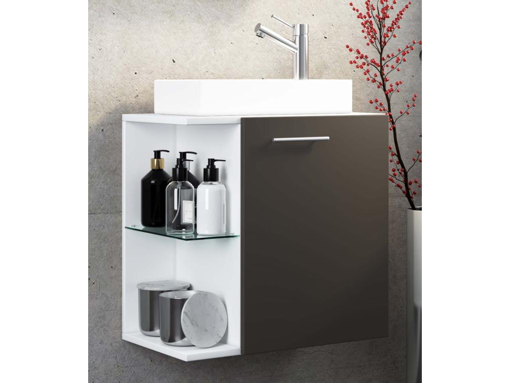 Nidchicshop 2-pièces ensemble de meubles de salle de bains WC invités lavabo petit étroit Hausa blanc / anthracite 78117LFTI
