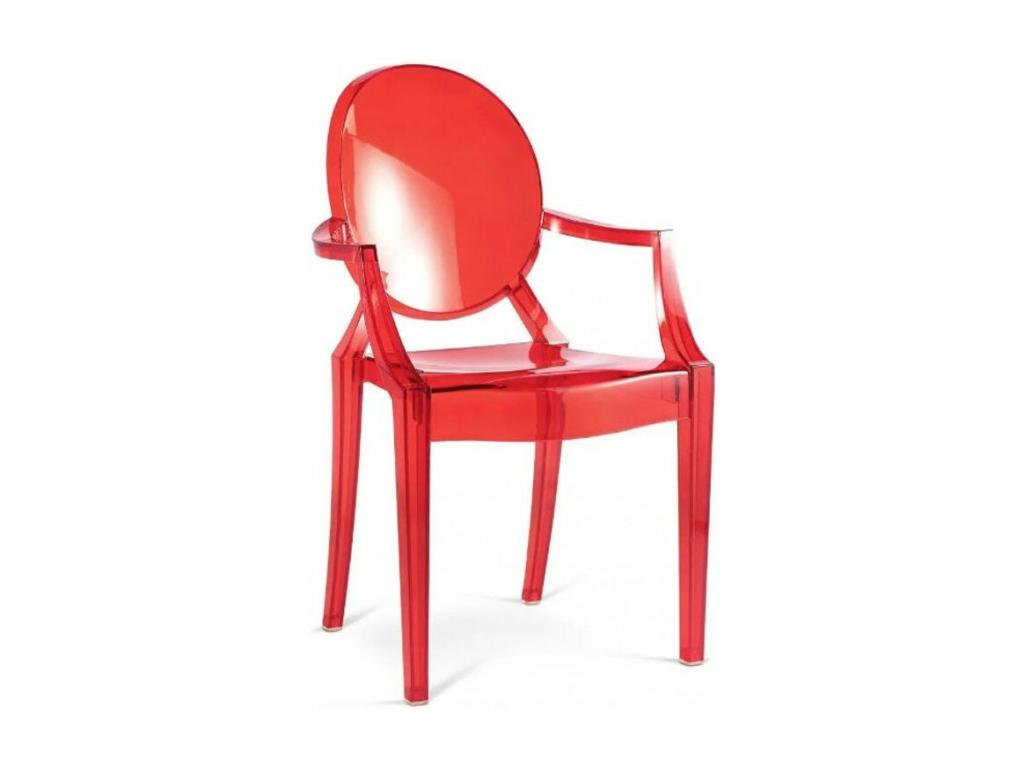 Fauteuil design en polycarbonate transparent ou Opaque - Collection Calmetop-Couleur Rouge transparent 45729GHUE