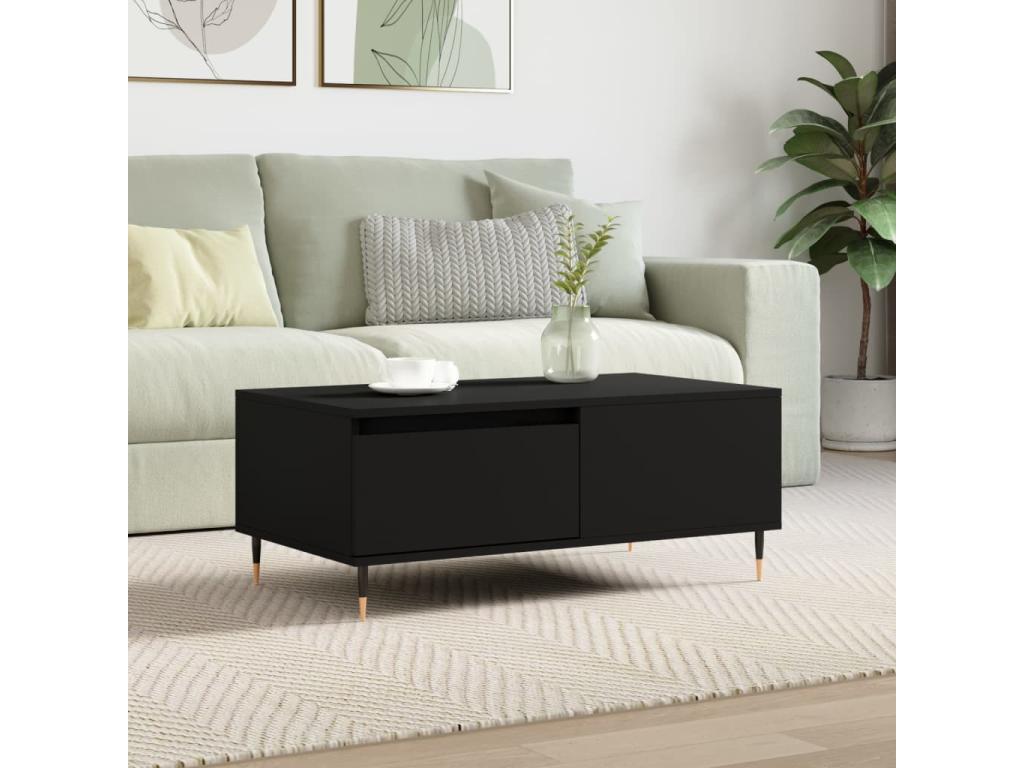 Table basse Noir 90x50x36.5 Bois d'ingénierie 30117AUQZ