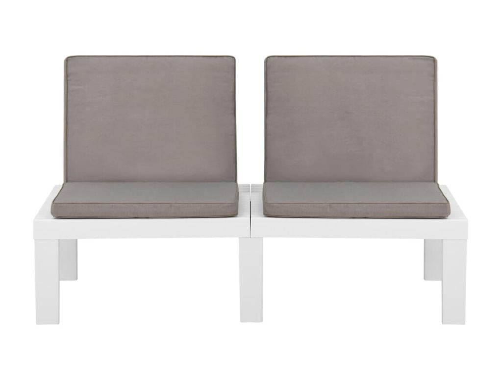 Banc de salon de jardin avec coussin Plastique Blanc 58876RPUB