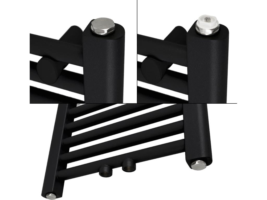 Radiateur de salle de bain Calmetop raccord central sèche-serviettes noir 60x180cm 94022IJTX