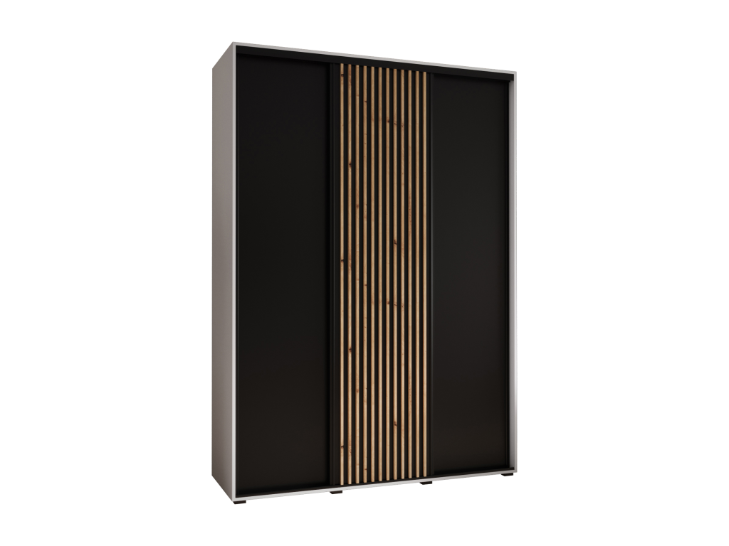 ARMOIRE Nidchicshop 1 À PORTES COULISSANTES 205.2/170/60 3 Portes Blanc/Noir 81073NNRI