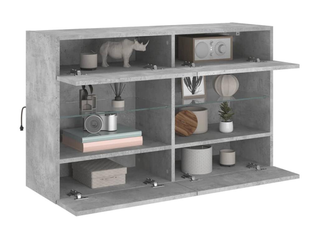 Meuble TV mural avec Nidchicshopères LED gris béton 98,5x30x60,5 cm 94039WTVY