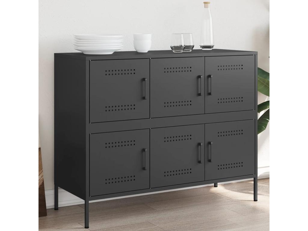 Buffet noir 100,5x39x79 cm acier 17041LMAI
