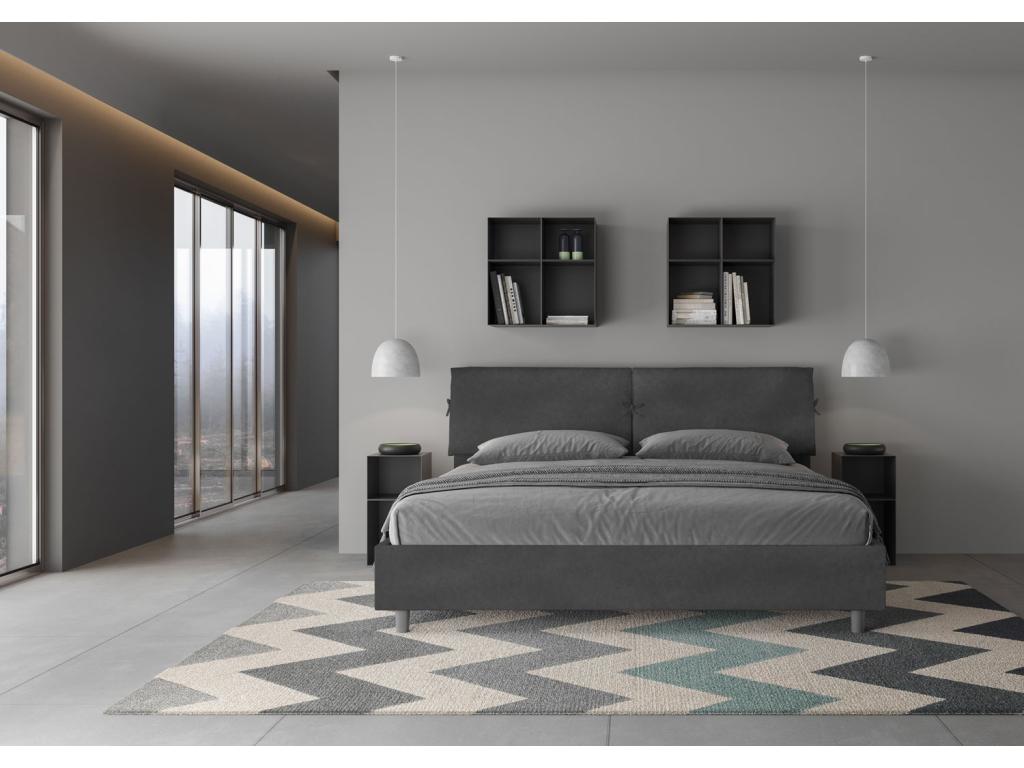 Lit Nidchicshop taille sans sommier rembourré 180x200 microfibre gris Nidchicshop 33617EPKU