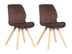 Lot de 2 Chaise de salle à manger - Velours / Bois - Marron - Nidchicshop 60143LSZF