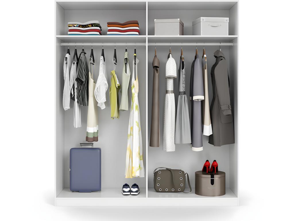 Armoire avec 4 portes coloris blanc en bois - Dim H200 x L180 x P52 cm 91487XJIZ