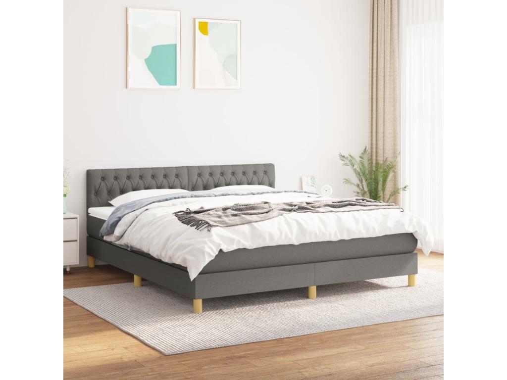 Lit à sommier tapissier avec matelas Gris foncé 180x200cm Tissu 70909IAOP